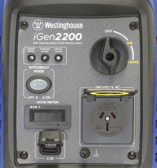 FEATURES CONTROL PANEL FEATURES igen2200 & 2500 51 52 53 4 9 8 5 Run Time (hours) 7 6 1.