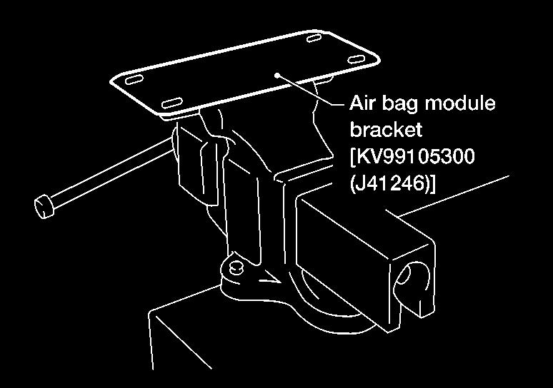 Disposal of Air Bag Module and Seat Belt Pre-tensioner (Cont d) 2. Firmly secure air bag module bracket [SST: KV99105300 (J41246)] in a vise. GI MA EM ARS185 3.