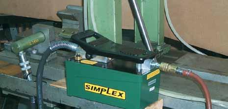 Air Powered Hydraulic Foot Pumps Engineers selected the Simplex air pump when reliable 1, psi power was needed to run this production line fixture.