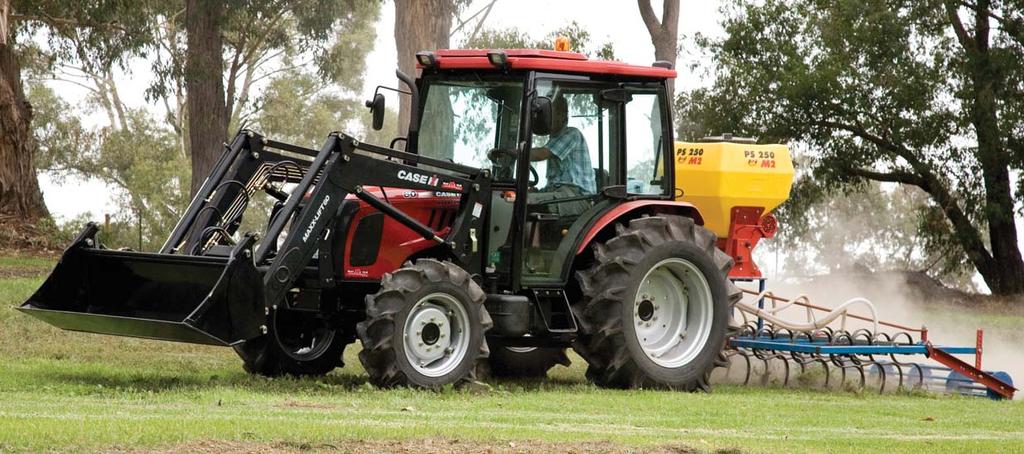 The compact Maxxfarm 60 tractor comes in either flat deck with ROPS or cab models and is great for mowing or a multitude of other tough applications.