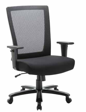 Big & Tall Executive Task with Arms Model No. 44088A Stocked in Black Fabric seat with Black Mesh back. 400lb weight capacity.