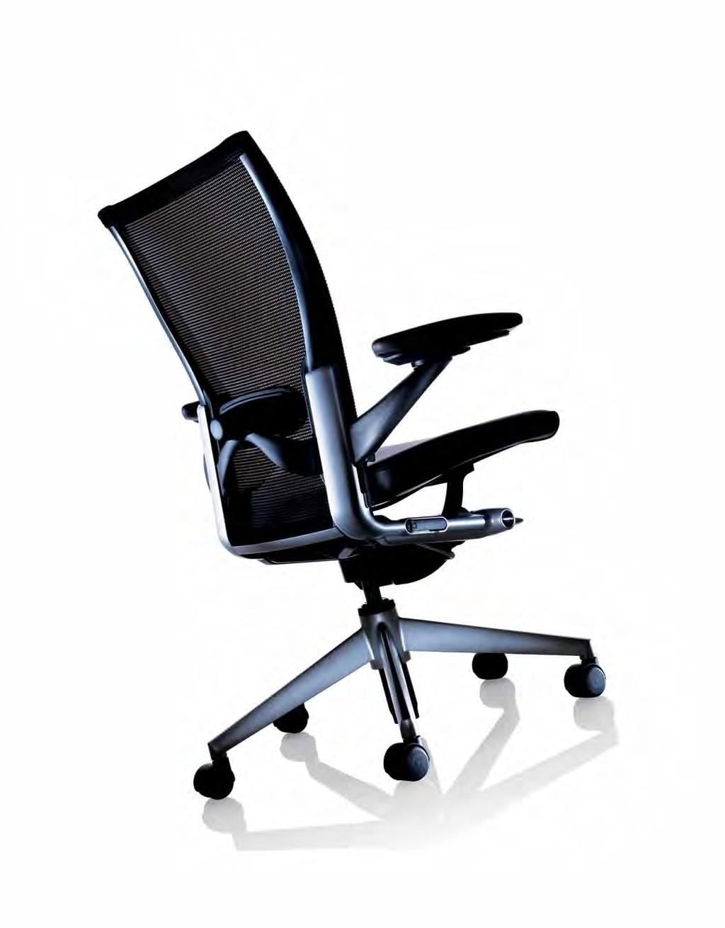 X99 Task/Executive Chair: Available in soft mesh or full upholstered back, the standard features include the pneumatic seat-height adjustment, tuck-away tilt tension, back stop, 3-point tilt,