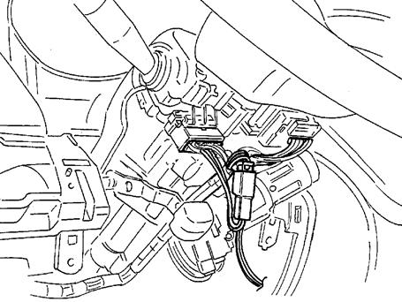 Turn the connector so the wires face you and the tab is on top. ii. Verify the correct opening is chosen. iii. Verify the terminal is inserted and seated properly. Vehicle Harness' GREEN/RED Wire Fig.