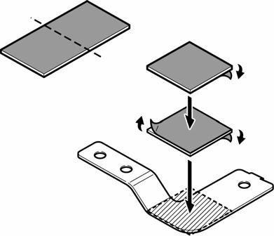 After attaching one side of the butyl tape to the bracket, do not peel the backing of the tape until Step D. 7.. 2. Insert the ECU mounting bracket into the indicated bracket slot on the V3 ECU. (Fig.