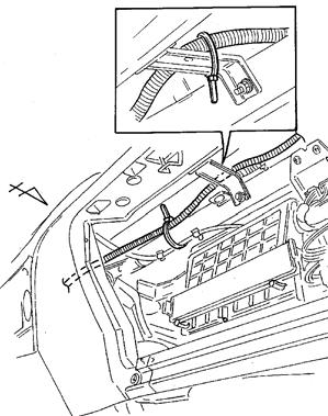 extra large wire ties as shown. (Fig. F-2) 4. Route the V3 harness in front of the passenger side J/B.