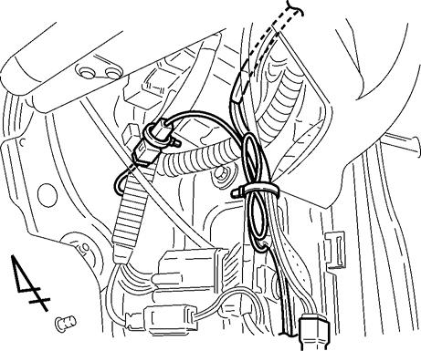 Arrange the 14P connector in the passenger side cowl area as shown. (Fig. F-11) 16. Using two (2) medium wire ties, secure the V3 harness to the vehicle harness. (Fig. F-11) 17.