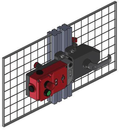 Universal Gate Box with Safety Interlocking TYPE: UGB2-KLT APPLICATION EXAMPLE: 2 STATION (UGB2) with Front Rotary Handle, Rear Escape Button and Rear Escape Rotary Handle.