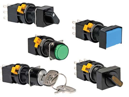 ø16mm - 6 Series 6 Series Miniature Switches and Pilot Devices Key features of the 5/8 6 Series include: 5/8 (16mm) mounting holes ocking lever removable contact blocks Solder terminal or PB terminal
