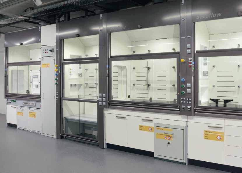 Fume cupboards and extraction devices All laboratory work during which gases, fumes, particles or liquids are handled in dangerous quantities and concentrations must be performed in fume cupboards.