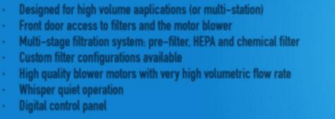 Flow: Voltage: Dimensions: Filtration: lnlets: Discharge: Sound Level: Controls: Suction hose: Nominal 1700 m³/h