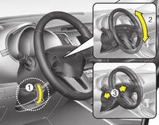 Značilnosti vašega vozila Nagib volana / Teleskopsko krmiljenje (če je na voljo) Nagib volana vam omogoča nastavljanje volana pred vožnjo.