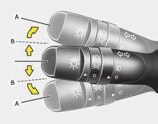 Značilnosti vašega vozila To signal a lane change, move the turn signal lever slightly and hold it in position (B). Ko jo spustite, se bo vrnila v običajni položaj OFF (IZKLOP).