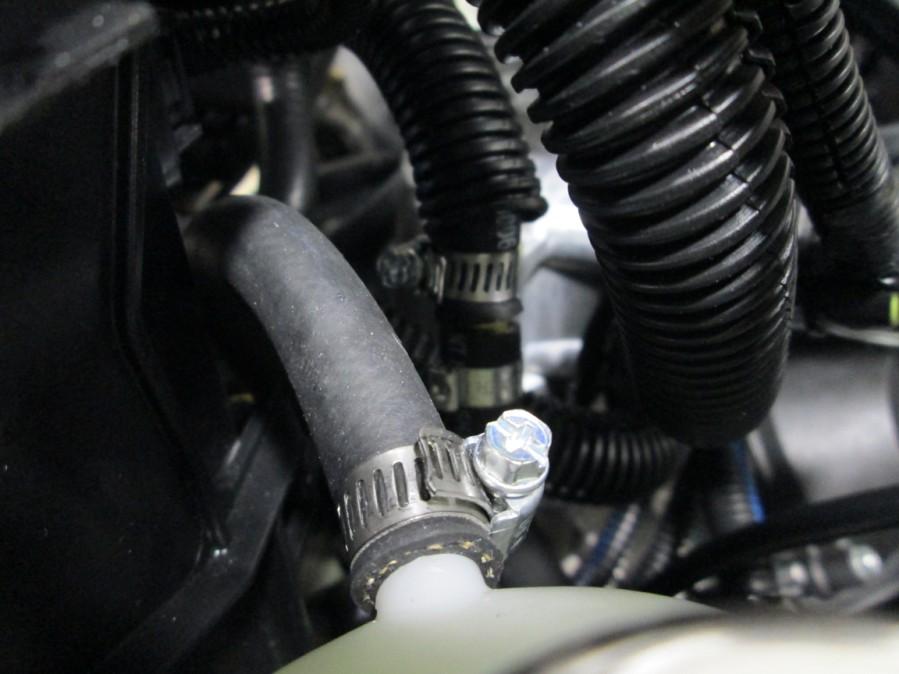 Remove the small coolant line from the back of the coolant bottle.