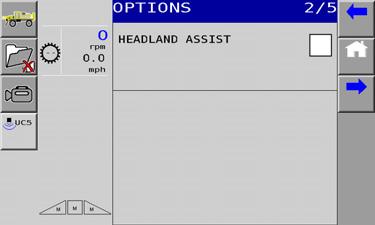 3.7.2. Headland Assist Mode Headland Assist is used to raise the wings only or the entire boom at the end of the field for turning. This feature operates when the system is in Automatic Mode.