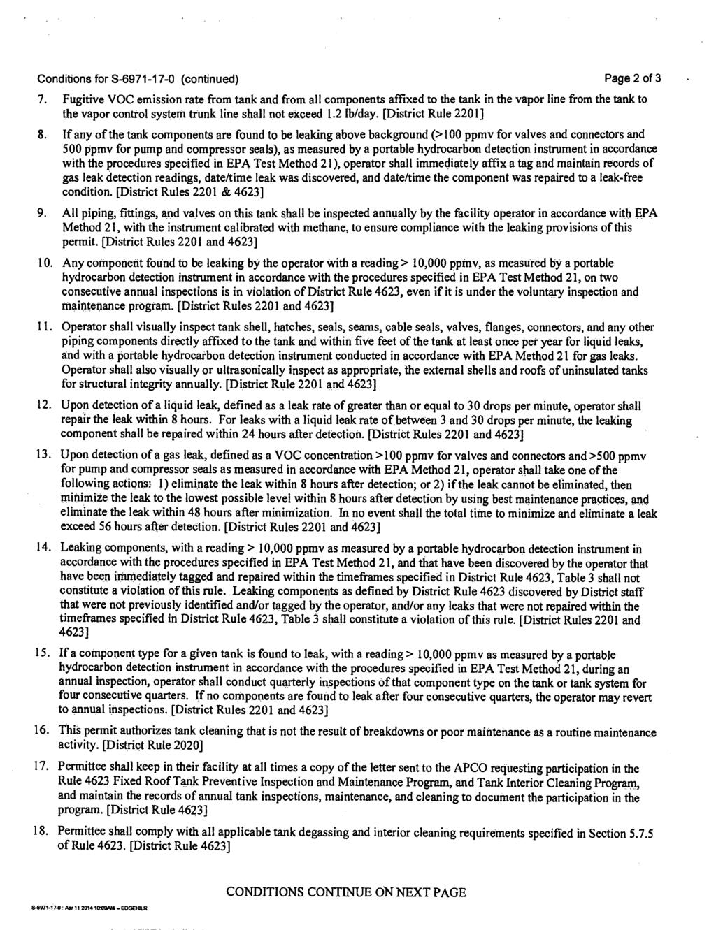 Conditions for S-6971-17-0 (continued) Page 2 of 3 7.