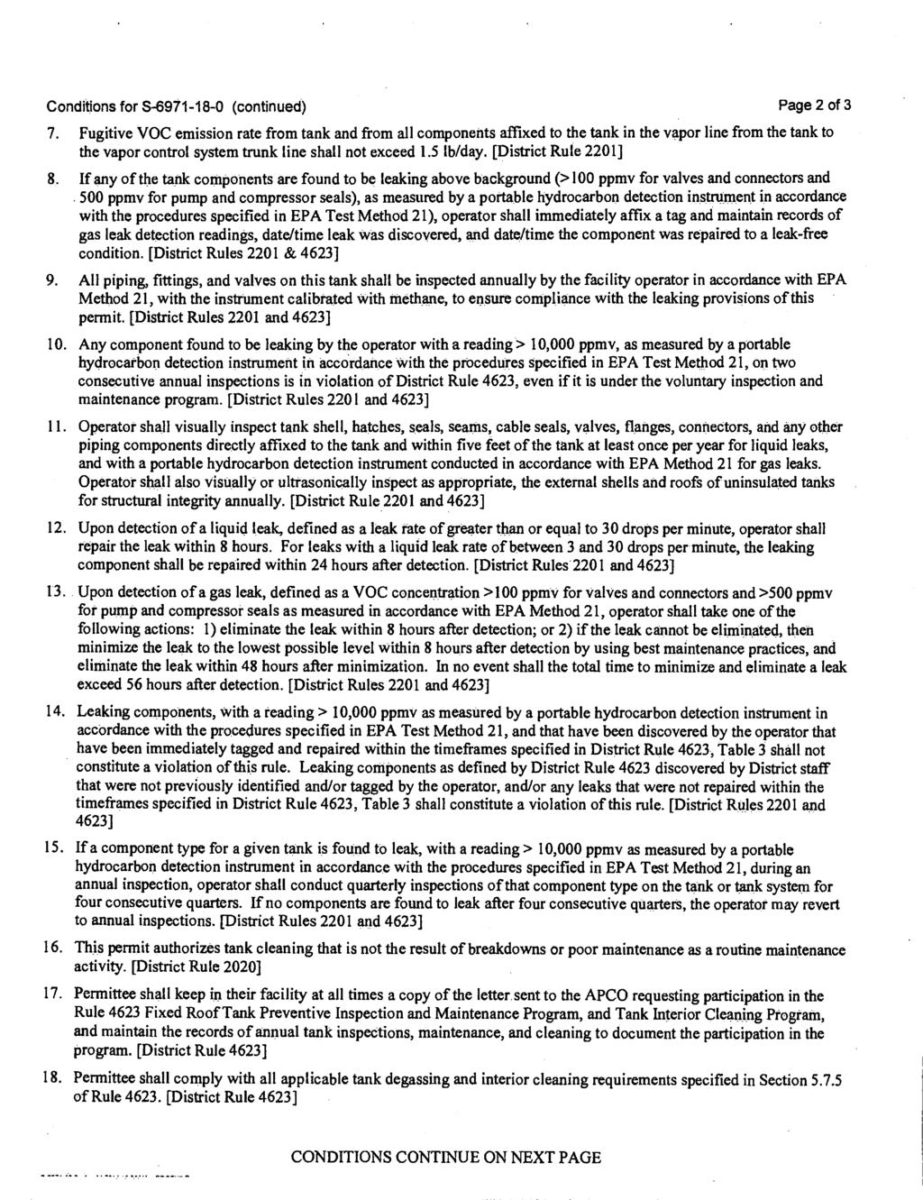 Conditions for S-6971-18-0 (continued) Page 2 of 3 7.