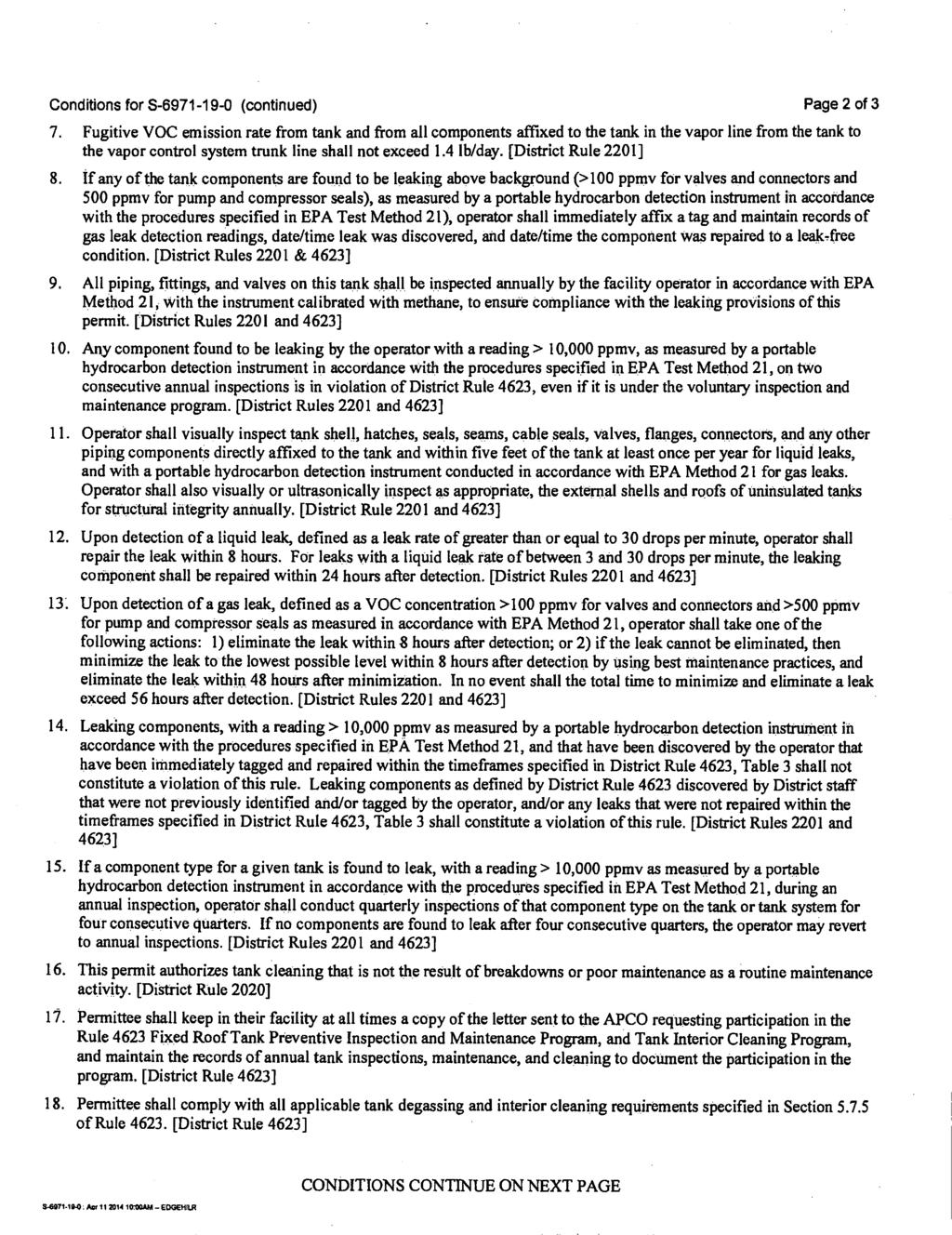 Conditions for S-6971-19-0 (continued) Page 2 of 3 7.