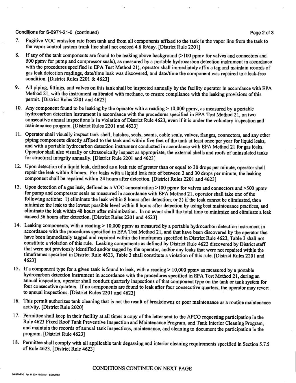 Conditions for S-6971-21-0 (continued) Page 2 of 3 7.