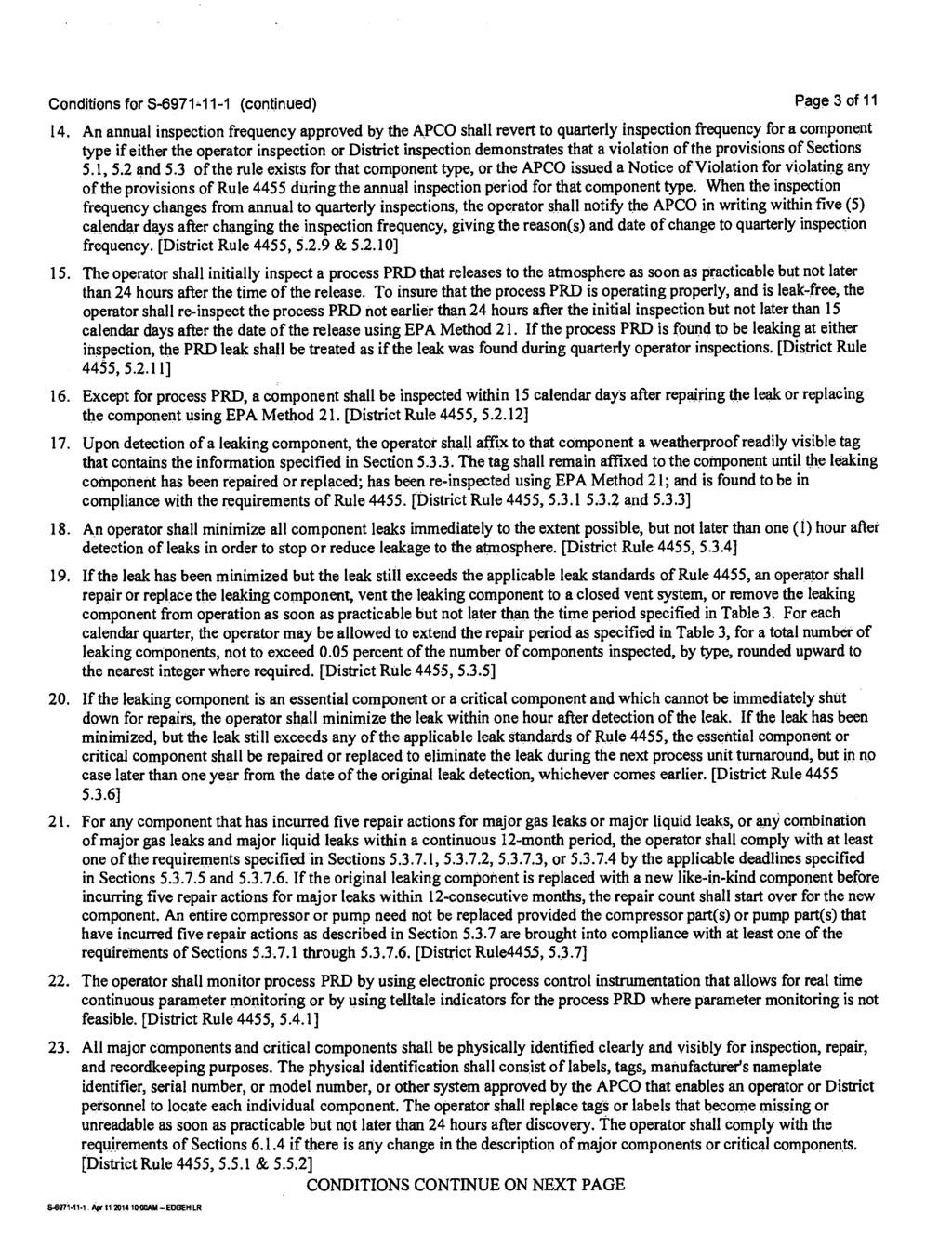 Conditions for 5-6971-11-1 (continued) Page 3 of 11 14.
