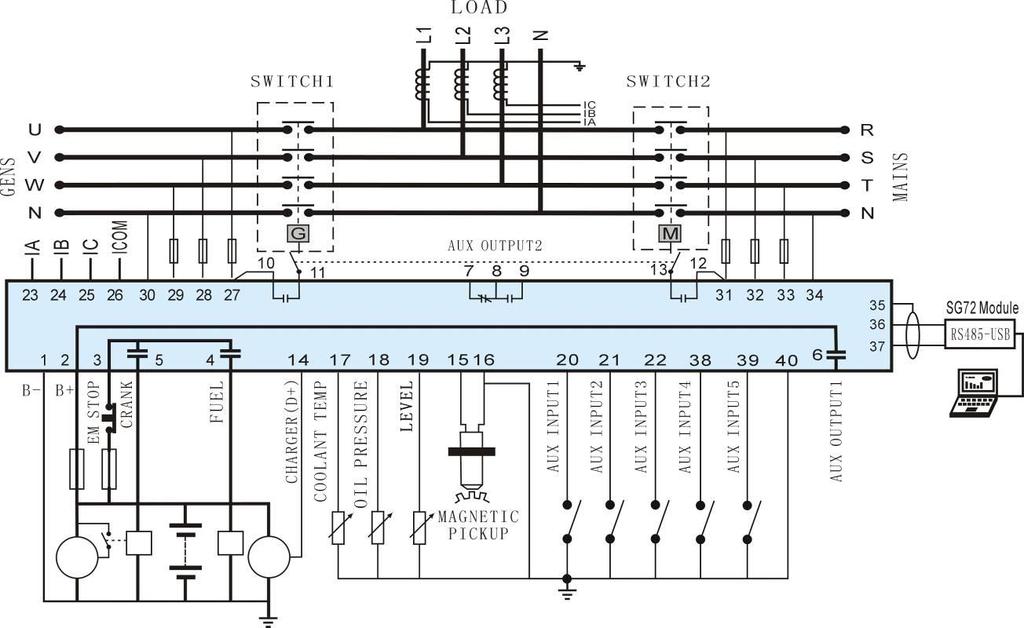 HGM6120KC Typical wiring diagram Single