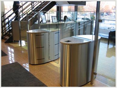 Optical Turnstiles with Barriers present both a physical and psychological barrier to entry. They actively control patron access.