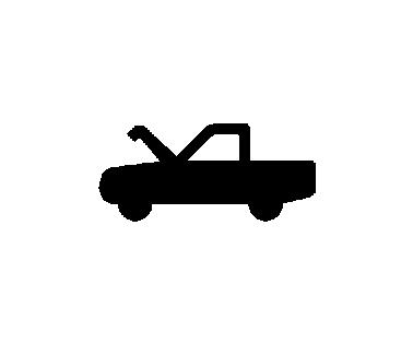 Hood To open the hood: 1. Pull the handle with this symbol on it. It is located inside the vehicle to the left of the brake pedal. 2.