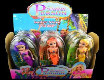 Individually boxed within a box, barcode on piece. 12 per unit @ $2.25ea + GST NV2045 Delicate Mermaid Princess Doll 18cm Delicate Mermaid Princess Doll, 18cm.