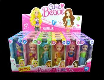 Individually boxed within a box, barcode on piece. 16 per unit @ $1.39ea + GST $22.25 NV2051 Cute Beaut Doll 8cm Cute Beaut Doll, 8cm. 6 different dolls with colourful dress.