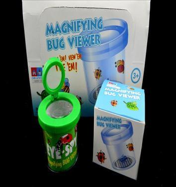 Display boxed, barcode on piece. 48 per unit @ $1.26ea + GST $60.48 NV2058 Magnifying Bug Viewer 6.5cm Magnifying Bug Viewer, 6.5cm. Cololured plastic container with magnifying lids, has air holes, observe and size bugs.