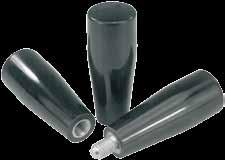 K0172 Taper grips Form C with pressed thread Material: Duroplastic PF 31, black. Bush and threaded bolt in steel galvanized. Surface finish: Deburred and high-polish finish. K0172.