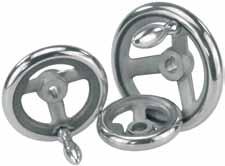 K0160 Aluminium handwheels DIN 950 DIN 98 Form E DIN 39 Form E D2 H7 Material: Handwheel in aluminium. Machine handle in aluminium. Axle part in steel, black oxide finish.