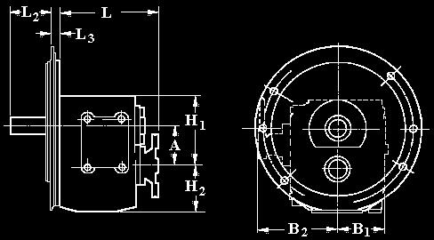 Dimensions mm (inches) A B1 B2 C H1 H2 L L2 L3 Bell Hsg. 90.0 (3.54) 103 (4.07) 149 (5.