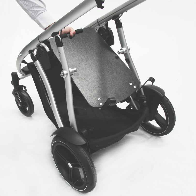 Place the hooks on rear tube (C) and wrap the straps over the Verve Stroller s front mounting bar (D).
