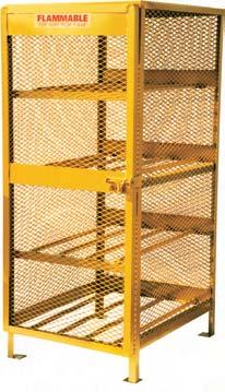 Foot pads with pre-drilled holes. Powder coated safety yellow. Stores Cylinders For Floor Scrubbers & Other Tanks In An Upright Position.