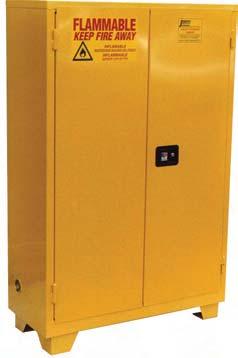 Forkliftable Safety Flammable Cabinets - Door Types Models FM, FS & FF - manual, bi fold & self close doors with double wall cabinets to contain flammable liquids in protected storage with floor