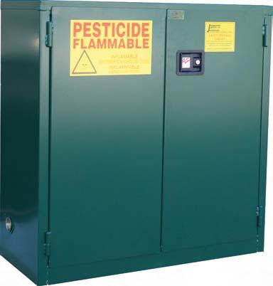 Safety Flammable Cabinets (corrosive & pesticides) Models CL, FL, CK, FK, CJ, FJ - manual, bi fold & self close doors with double wall cabinets to contain chemicals in protected storage Note: Steel
