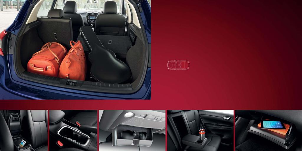 SLIDE, FOLD, PACK & GO Despite its class-leading rear roominess, Nissan PULSAR s family-size luggage space makes sure nothing gets left behind.