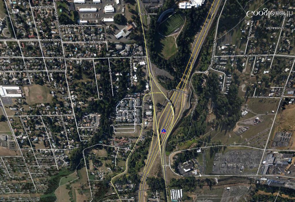 Tunnel below I-5 and NE Hwy 99 intersection E=ground
