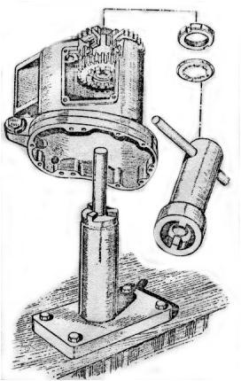 In this case, however, there is no need to DISMANTLING THE GEARBOX It will greatly help work on the gearbox I it is held in a simple fixture such as that illustrated in Fig. 33.