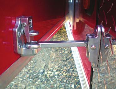 3Door Hinges Galvanized, zinc coated, heavy-duty wrap around hinges are riveted to the trailer.