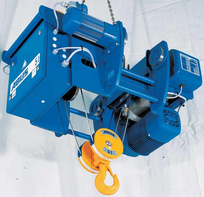 ABUS GM wire rope hoists quality features 2 cross travel speeds and galvanized rope as