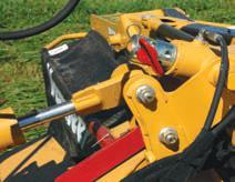 Hydraulic cutter bar pitch control The TM100 trailed mower quickly folds down sets cutting height to help reduce to 8.5 ft (.