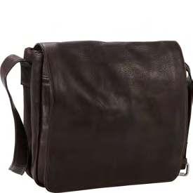 00 Medium size leather messenger with side to side front zipper open