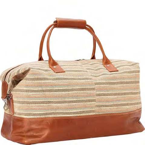 DUFFLE BAGS & WEEKENDERS PS0442 WEEKENDER BROWN BLACK LEATHER GRAY / BROWN / BLUE / CAMEL Cotton Fabric Vachetta - Cotton Leather Duffel Bag PS0443 TAN BOHO Oiled Vegetable Leather / Cotton Fabric