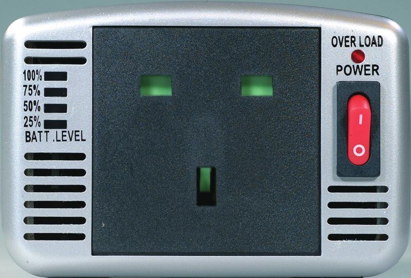 Battery Level Indicator Lights On/Off Switch F5C412uk140W F5C412uk300W Child Protection built into socket Caution: Always match the continuous wattage rating of your device with the DC to AC Inverter