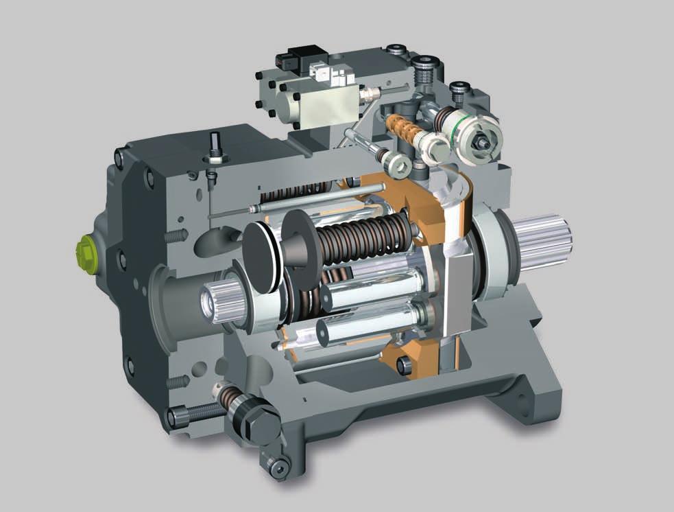 1 1 control device modular design, precise and load-independent 2 swash plate hydrostatic bearing 3 piston-slipper assembly 21 swash angle 5 2 4 5 housing monoshell for high rigidity valve plate