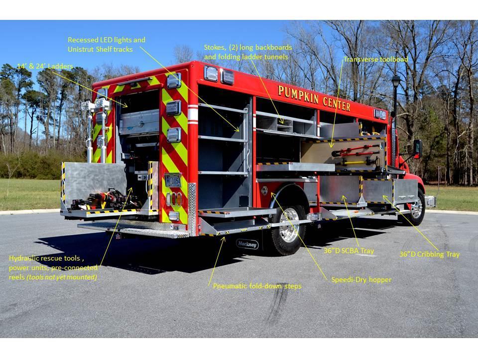 Body and Features Continued: MagnaFire portable tripod flood lights on left and right rear body NightScan 20-ft light tower mounted between cab and body with six 1500-watt flood lamps 7.
