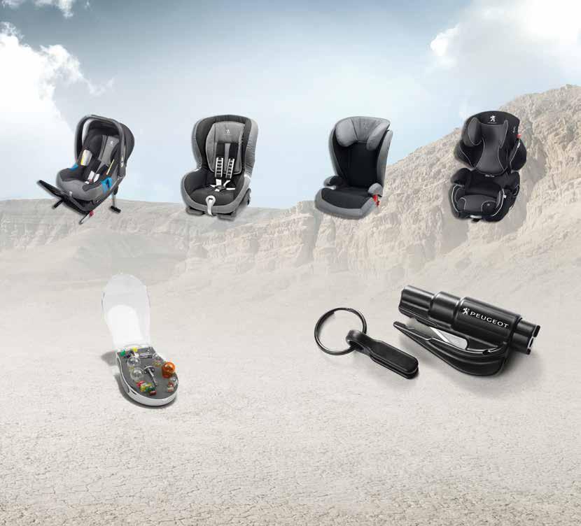 Child safety seats A complete range of seats suitable for carrying children aged from birth to 10 years. All seats offer optimum levels of comfort and are tested and approved by Peugeot.