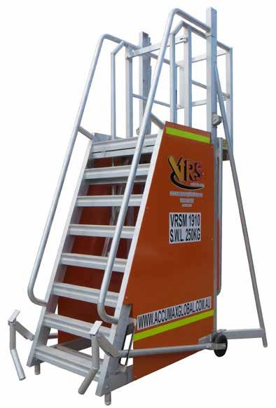 VRS Monkey Series Platforms Height adjustable, cantilevered deck Highly manoeuvrable 2 models to suit most machine heights The VRS-Monkey Series is the answer to the