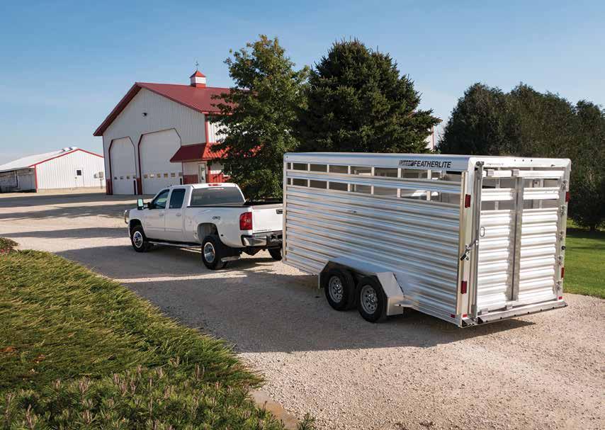 2 ALL-ALUMINUM FEATHERLITE STOCK TRAILERS. SUPERIOR VALUE. SUPER TOUGH. A LIGHTER, SMOOTHER TOW THAT CAN SAVE FUEL. They can outlast a half-dozen pickups and no telling how many steel trailers.